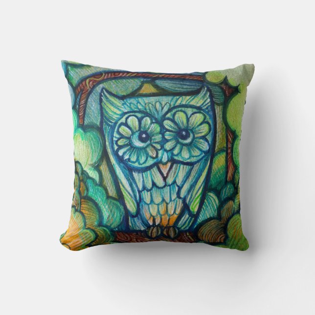 Cute Owl                                           Throw Pillow (Front)