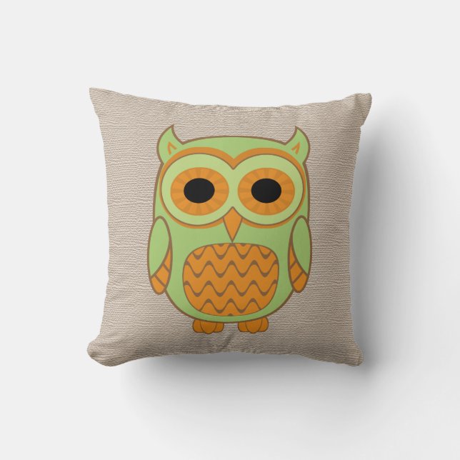 Cute Owl Throw Pillow (Front)