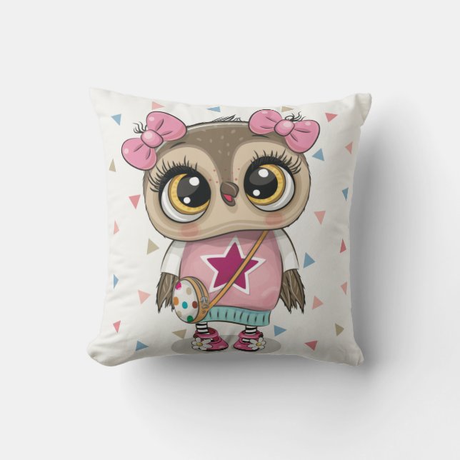 Cute Owl Throw Pillow (Front)
