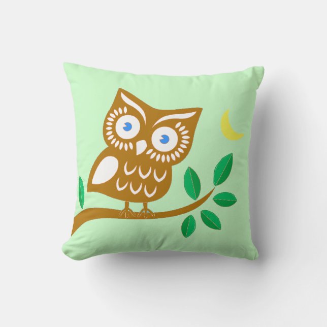 Cute Owl Throw Pillow (Front)