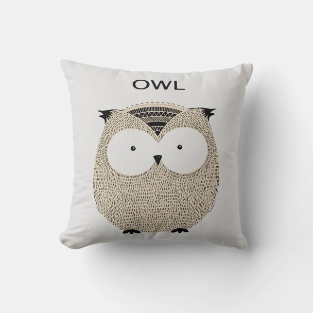 Cute Owl Throw Pillow (Front)