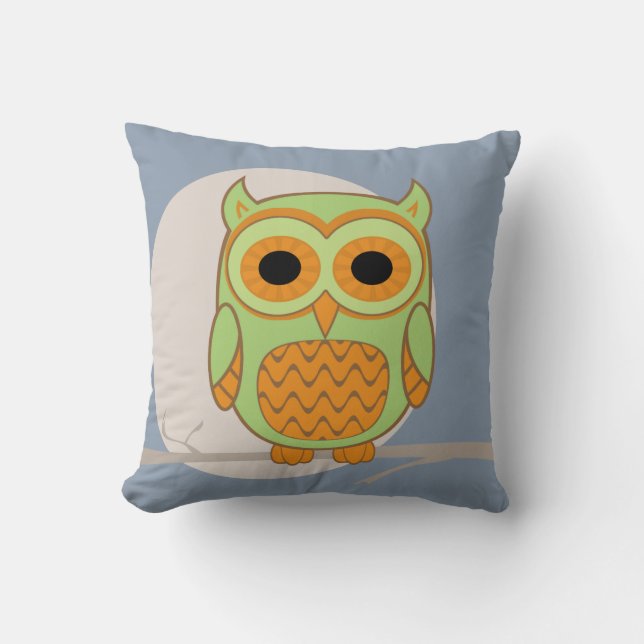 Cute Owl Throw Pillow (Front)