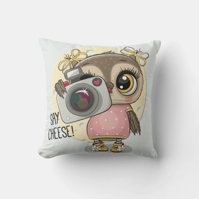 Cute Owl Throw Pillow (Front)