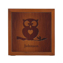 Cute Owl Tree with Custom Name & in Rosewood Look