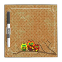Cute Owl Trio on Apricot Dots -