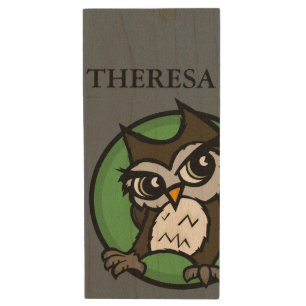 CUTE OWL USB WOOD USB FLASH DRIVE
