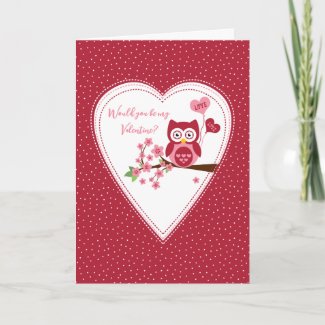 Cute owl, Valentine greeting cards
