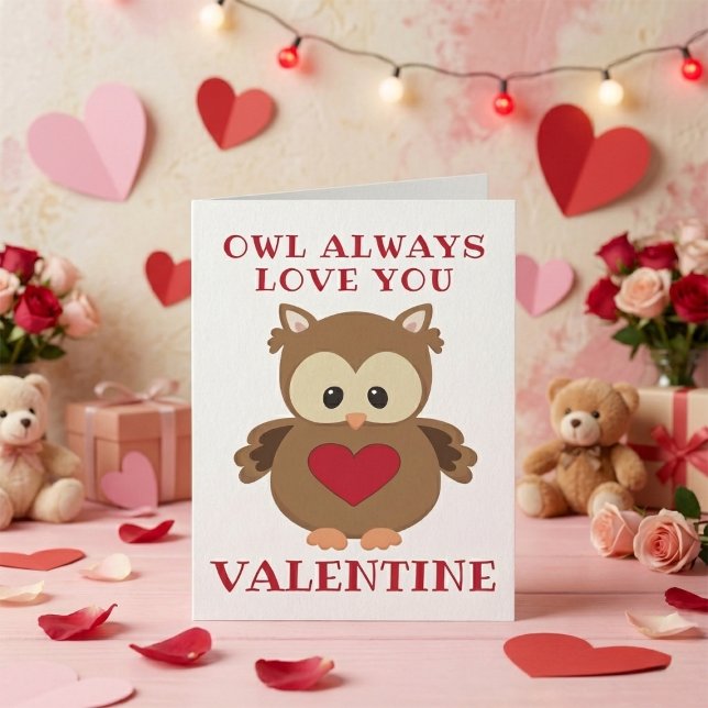 Cute Owl Valentine's Day Holiday Card (Creator Uploaded)