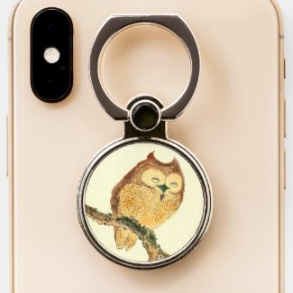 Cute Owl - Vintage Japanese Fine Art Phone Ring Stand