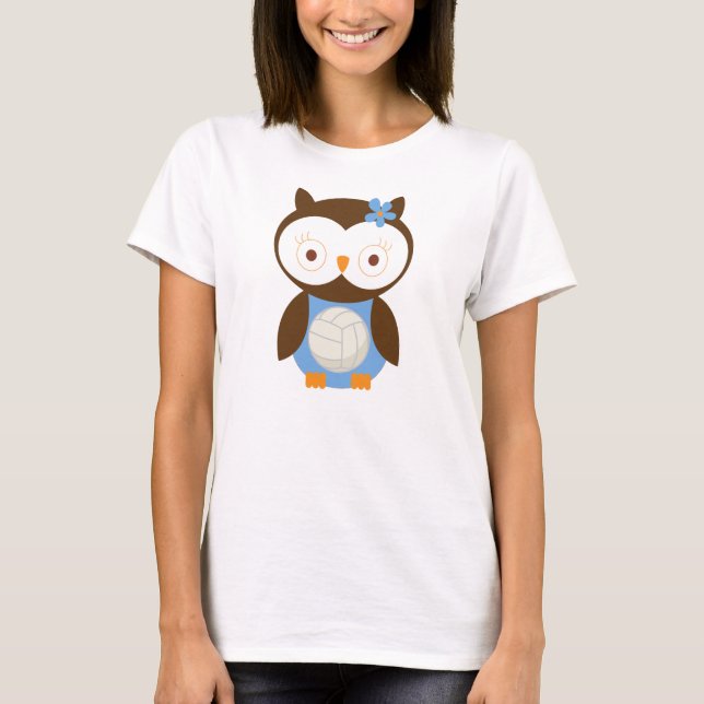 Cute Owl Volleyball T-Shirt (Front)
