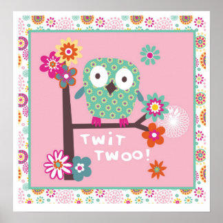 cute owl wall poster