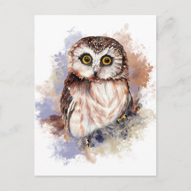 Cute Owl - Watercolor Bird Collection Postcard (Front)