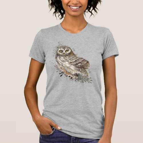 Cute Owl Watercolor Bird Nature Custom Text T_Shi T_Shirt