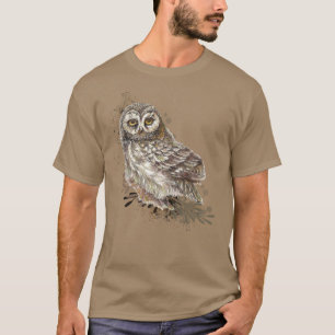 Cute Owl ,Watercolor Bird Nature Custom Text T-Shirt