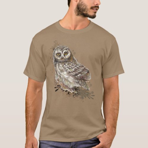 Cute Owl Watercolor Bird Nature Custom Text T_Shirt