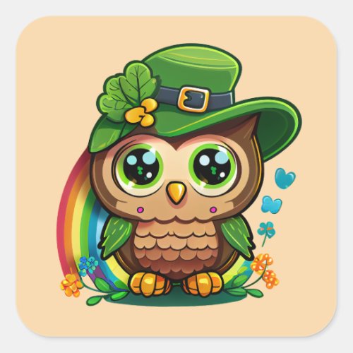 Cute Owl Wearing a Hat Saint Patricks Day Sticker
