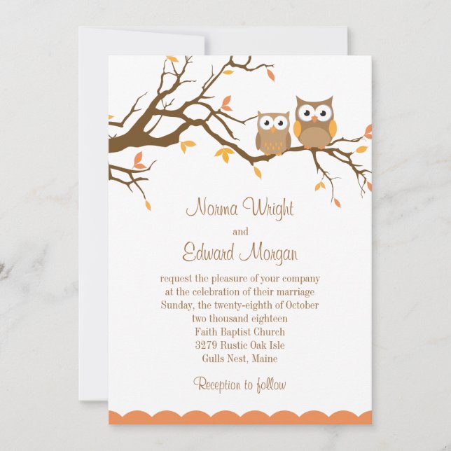 Cute Owl Wedding Invitation (Front)