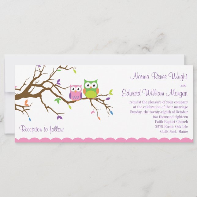 Cute Owl Wedding Invitation (Front)