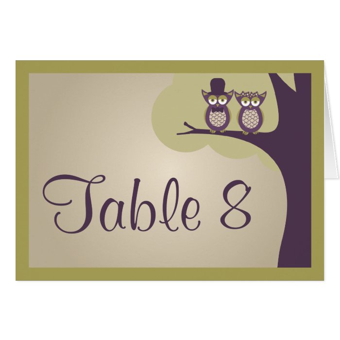 Cute Owl Wedding Table Number Cards