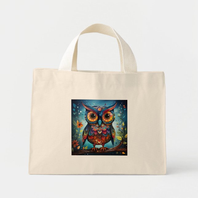 Cute Owl with Big Eyes Tote Bag (Front)
