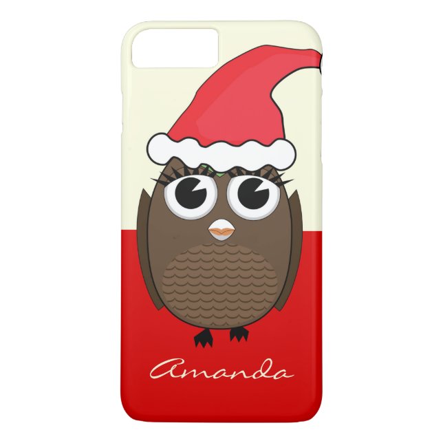 Cute Owl with Christmas Cap - Red Case-Mate iPhone Case (Back)