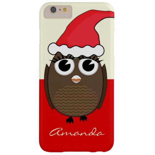 Cute Owl with Christmas Cap _ Red Barely There iPhone 6 Plus Case