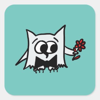 Cute Owl with Flower Sticker