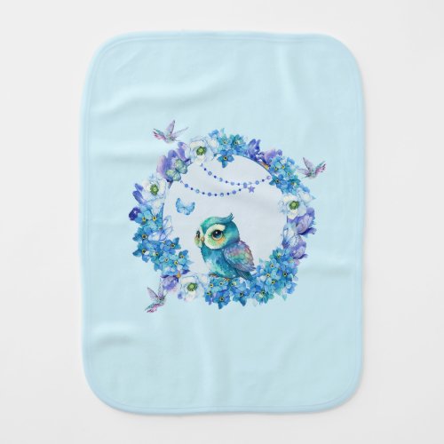 Cute owl with flowers and hummingbirds Baby Bib