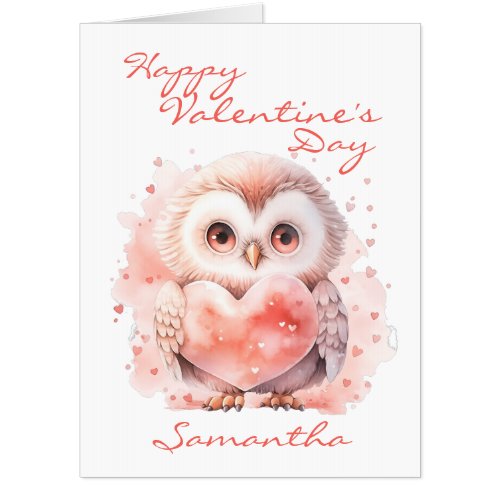 Cute Owl with Heart Valentines Day Oversized Card