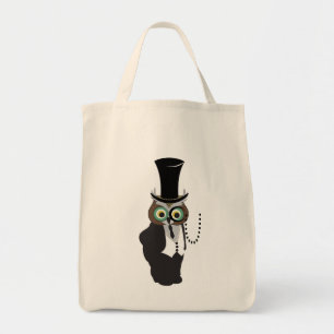 Cute Owl with Monocle Tote Bag