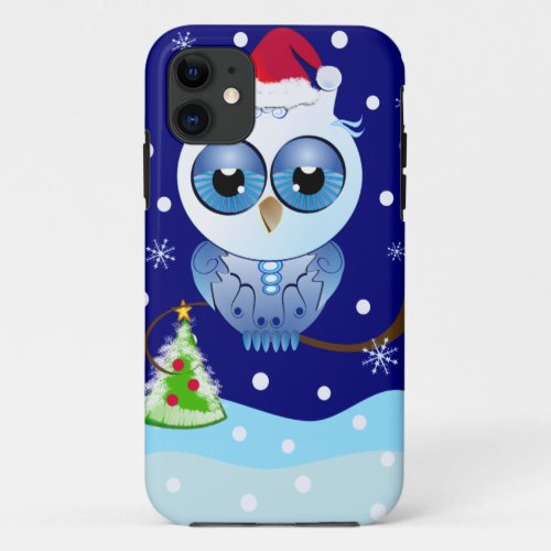 Cute Owl with Santa hat Christmas iPhone 5 case