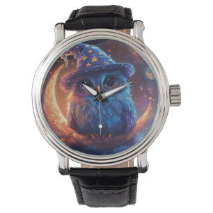 Cute Owl Wizard on the Moon: Magical Fantasy Art Watch