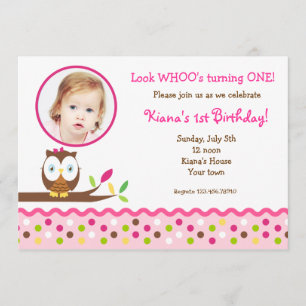 Cute Owl  Woodland Photo  Birthday Invitations
