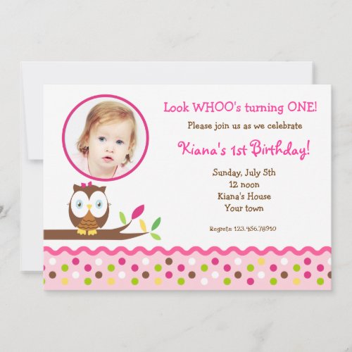 Cute Owl  Woodland Photo  Birthday Invitations