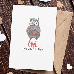 Cute Owl You Need is Love Valentine&#39;s Day Card