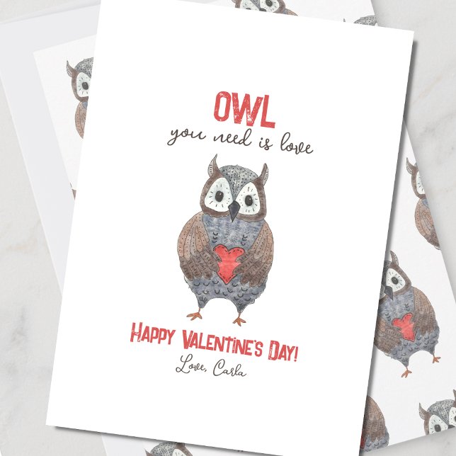 Cute Owl You Need is Love Valentine's Day Holiday Card (Creator Uploaded)