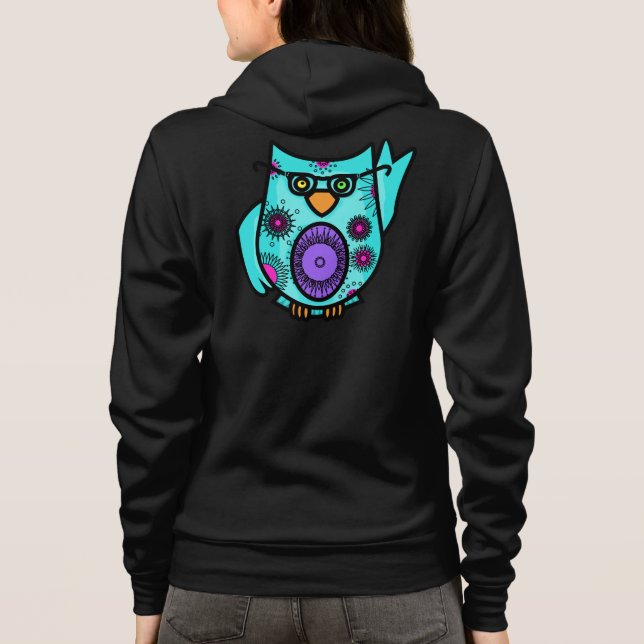 Cute Owl Zip Hoodie Sweatshirt (Back)