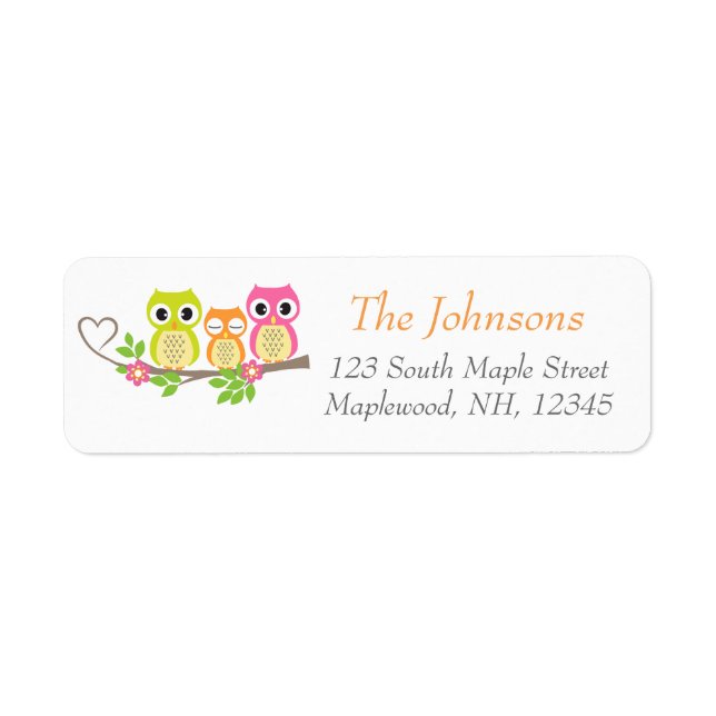 cute owls address labels-white label (Front)