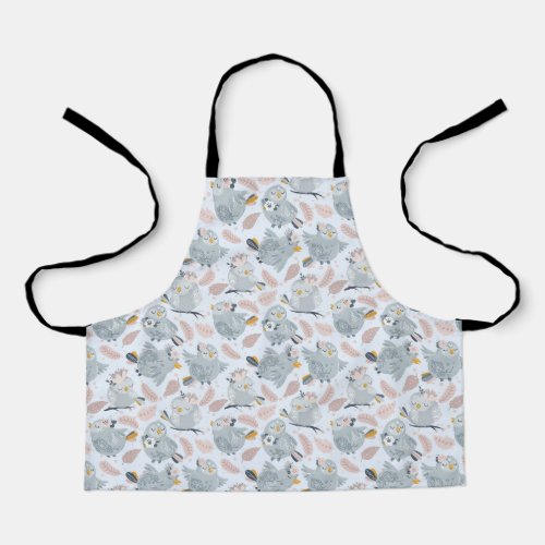 Cute owls and flowers apron