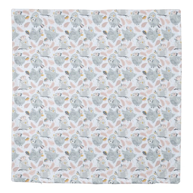 Cute owls and flowers duvet cover (Back)