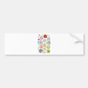 Cute Owls and Flowers pattern Bumper Sticker