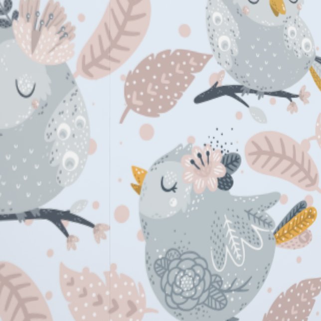 Cute owls and flowers wallpaper  (Seam)