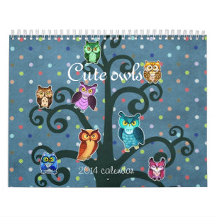 Cute owls art calendar