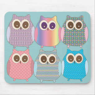 Cute Owls Assorted Colors Mouse Pad