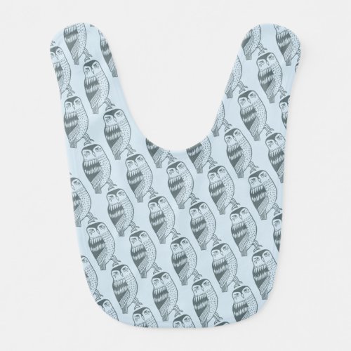 Cute owls baby bib blue CUSTOM