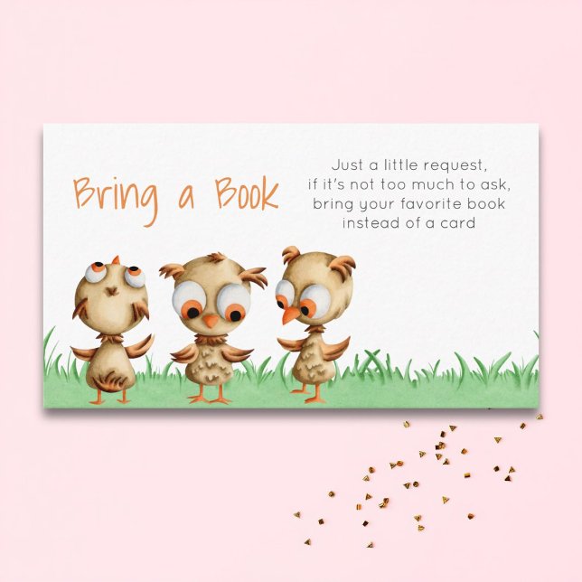 Cute Owls Baby Shower Bring a Book Enclosure Card (Creator Uploaded)