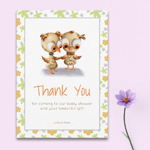 Cute Owls Baby Shower Thank You Card