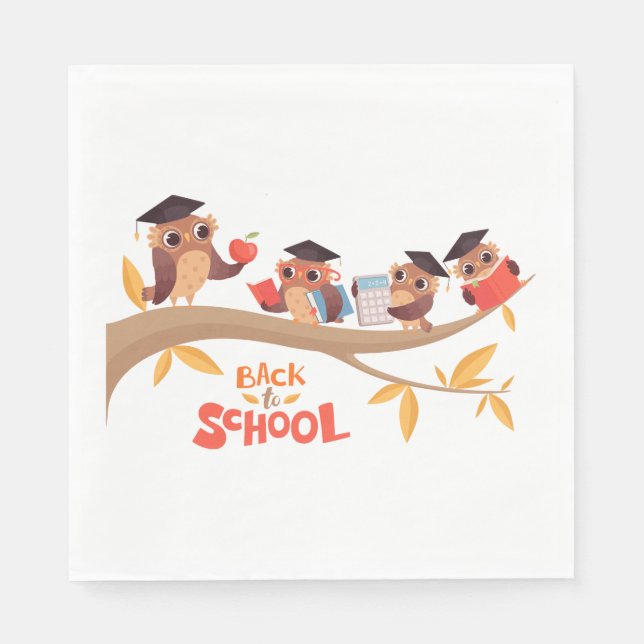 Cute Owls Back to School Graduation  Napkins (Front)