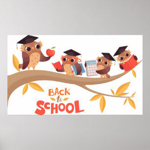 Cute Owls Back to School Graduation Poster