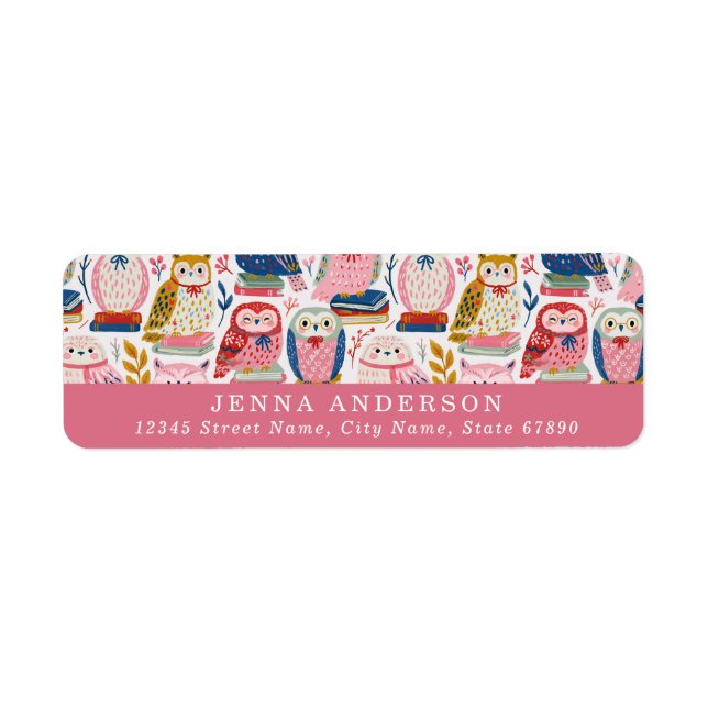 Cute Owls Background Address Label (Front)